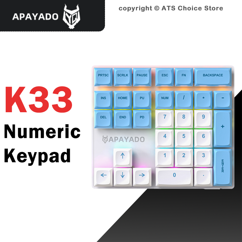 Pbt Keycaps For Numeric Keypad Numpad - APAYADO K33 Mechanical Numeric Keypad 33