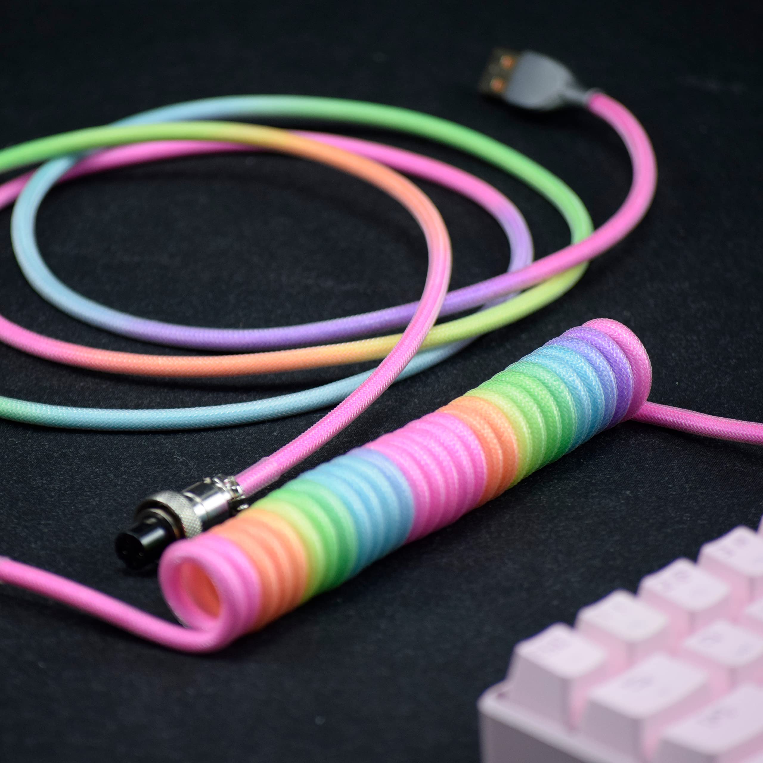 Type C Detachable Cable Coiled Keyboard - Type-C to USB A Keyboard Cables