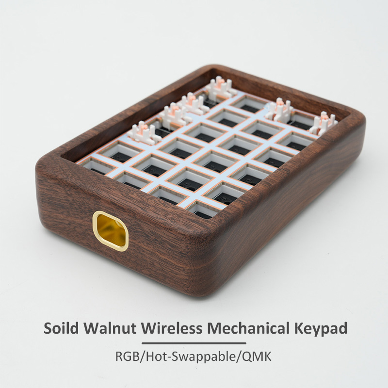 Mechanical Numpad Hot Swap Rgb Wireless - Soild Walnut Wood Wireless Mechanical Numpad