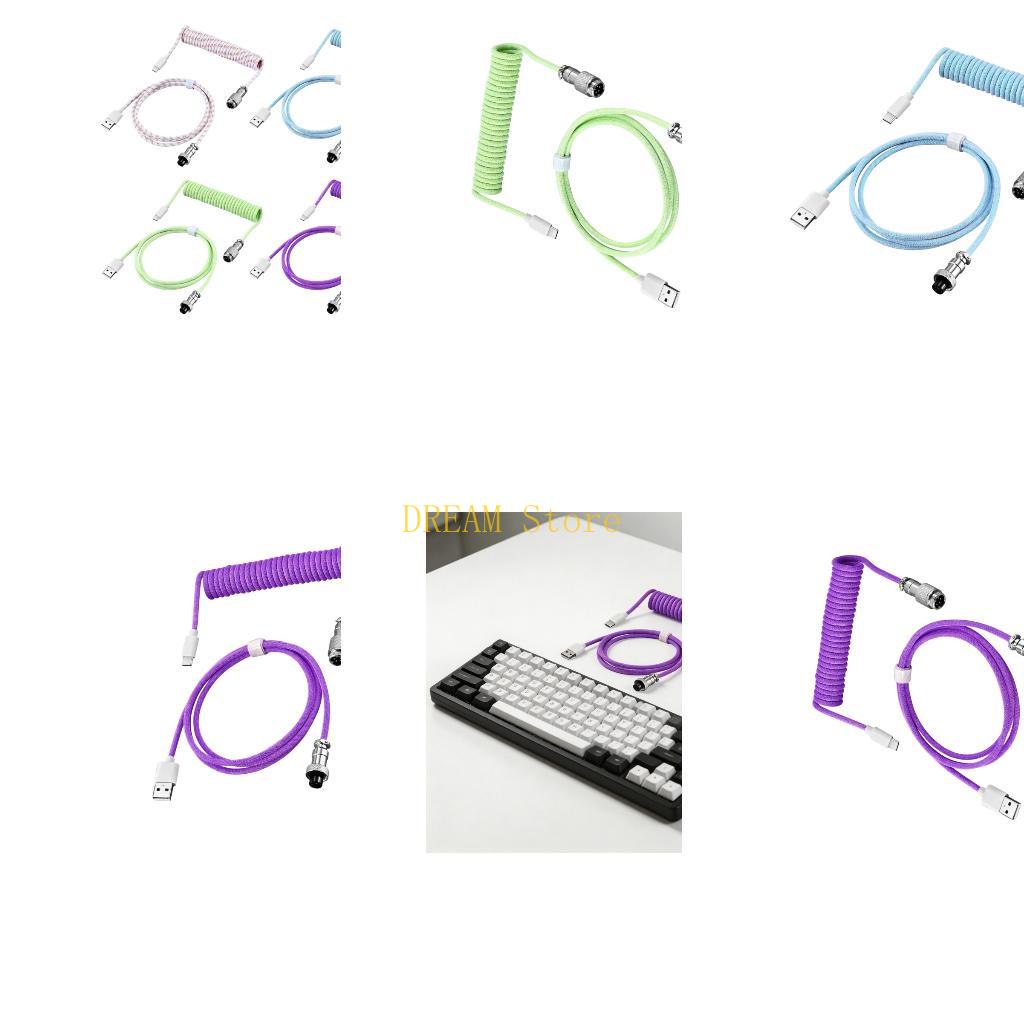 Type C Detachable Cable Coiled Keyboard - Cáp bàn phím cuộn kim loại