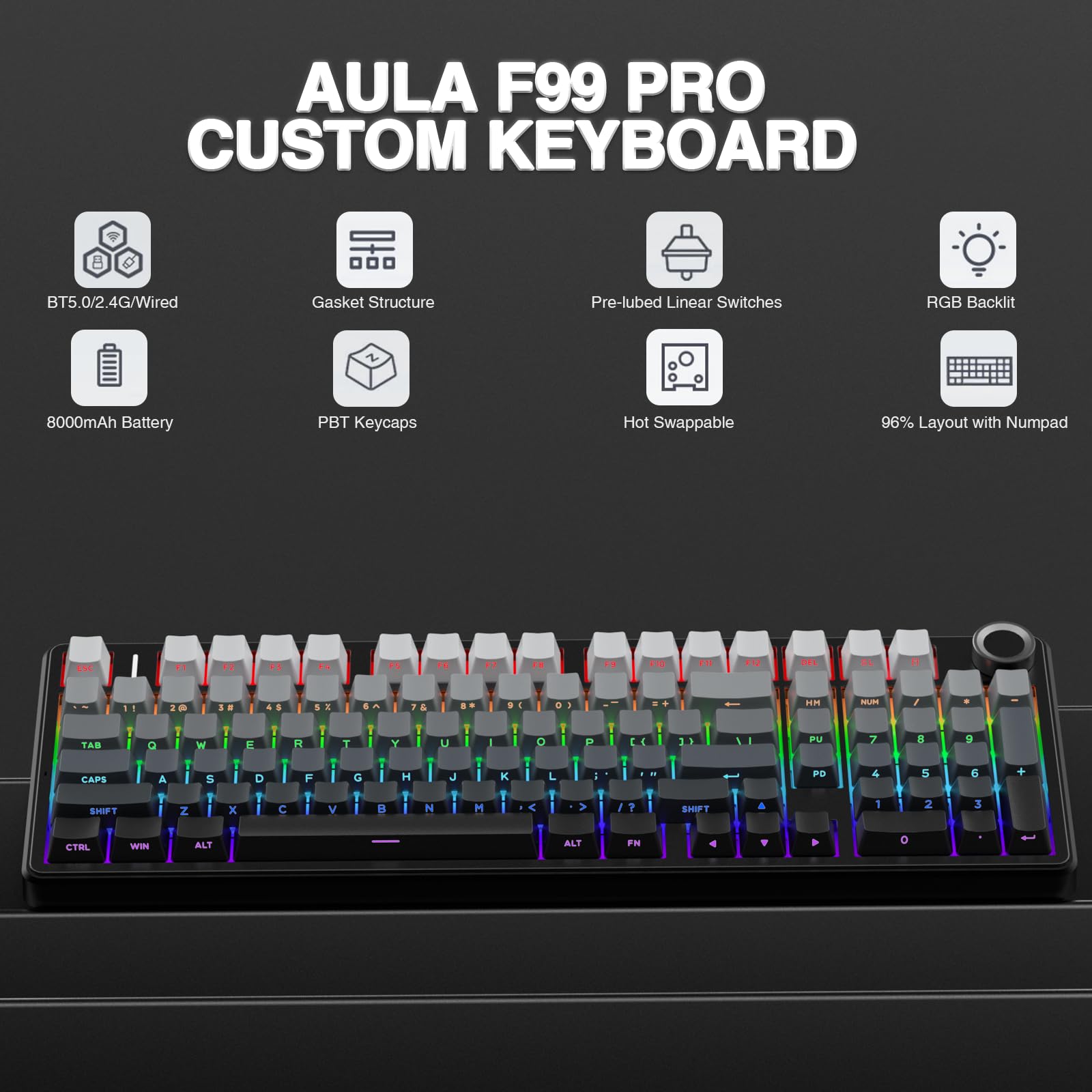 AULA F99 PRO 96% Wireless Mech - đánh giá và giá Mechanical Numpad Hot Swap Rgb Wireless