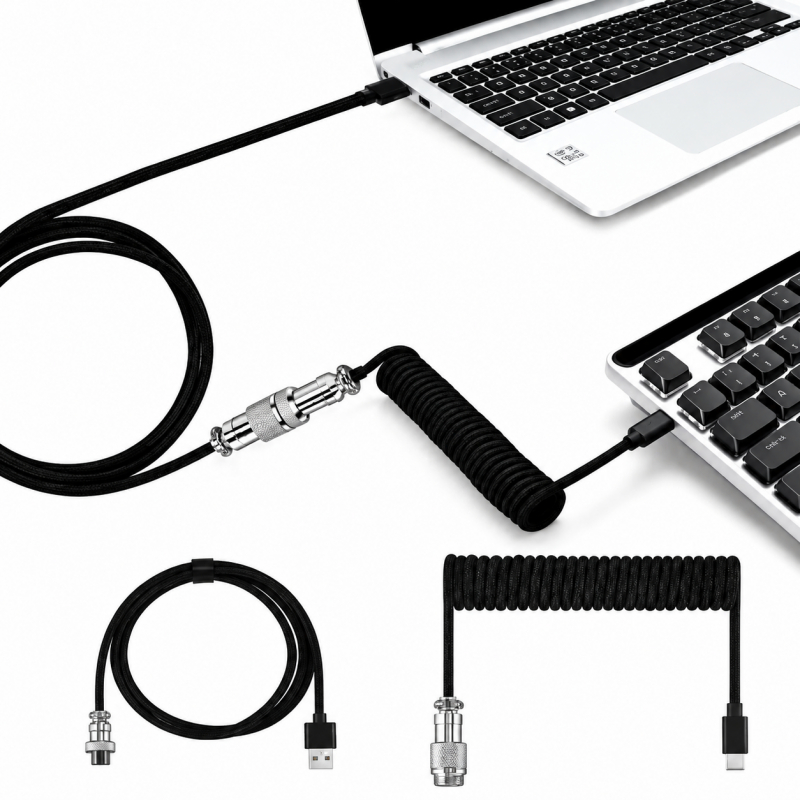 59 inch Type-C Coiled Mechanic - đánh giá và giá Type C Detachable Cable Coiled Keyboard