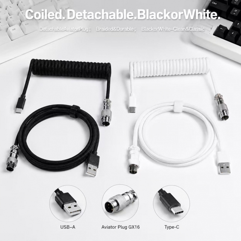 59 inch Type-C Coiled Mechanic - đánh giá và giá Type C Detachable Cable Coiled Keyboard