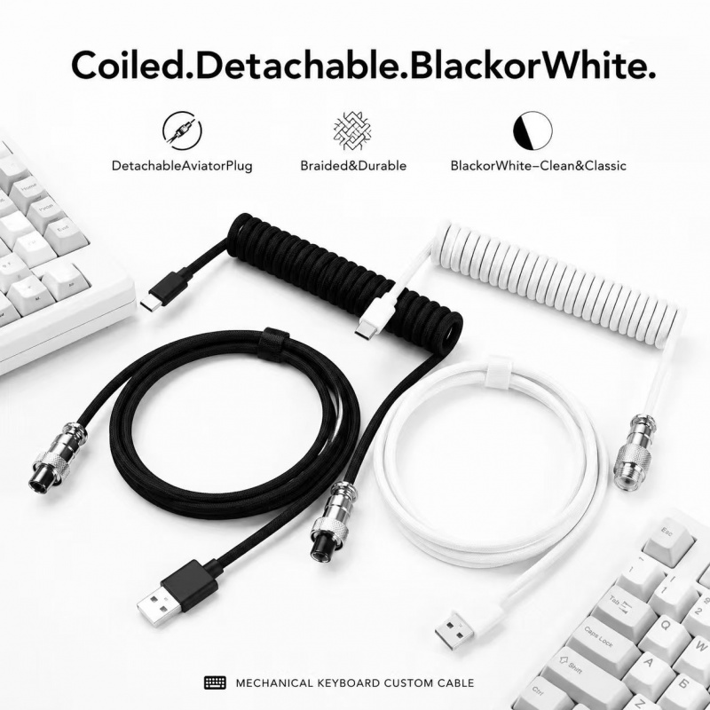 59 inch Type-C Coiled Mechanic - đánh giá và giá Type C Detachable Cable Coiled Keyboard