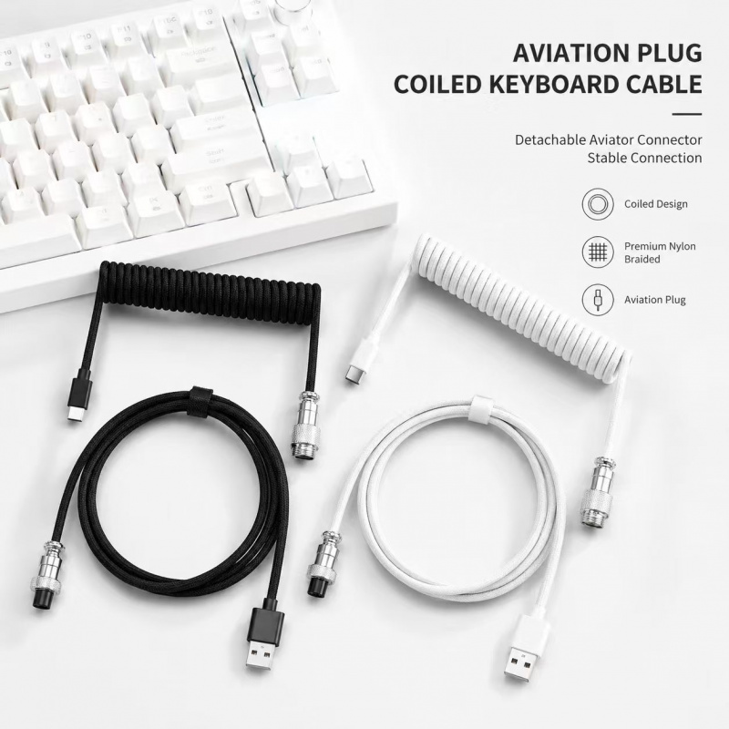 59 inch Type-C Coiled Mechanic - đánh giá và giá Type C Detachable Cable Coiled Keyboard