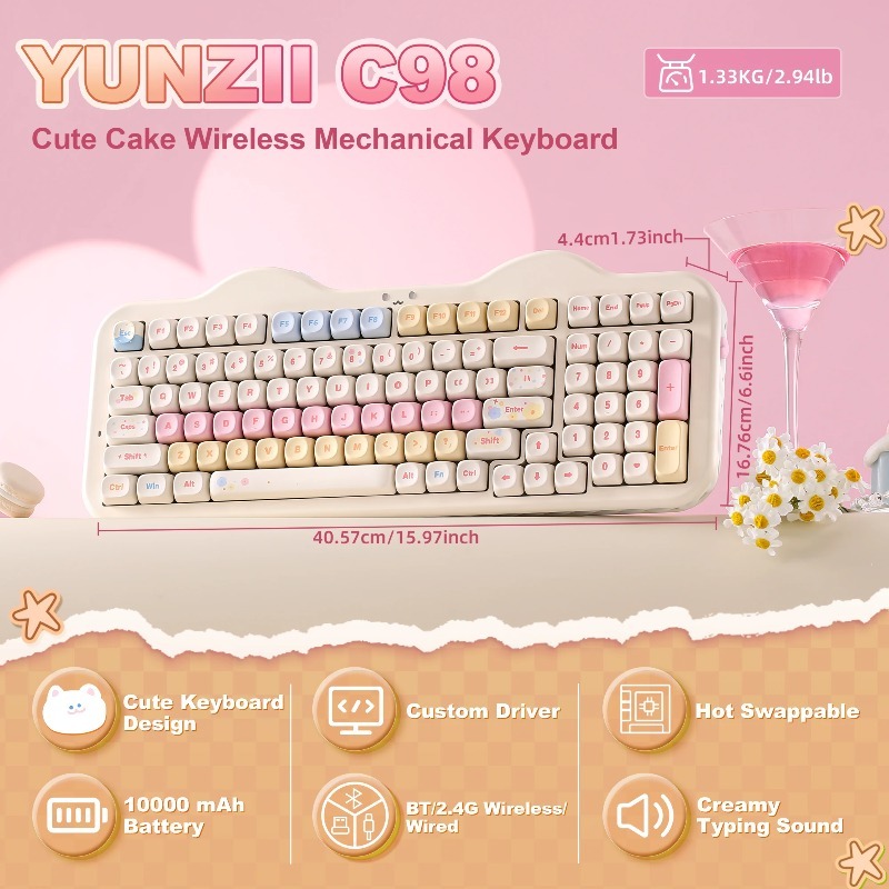 C98 Cake Wireless Mechanical K - đánh giá và giá Mechanical Numpad Hot Swap Rgb Wireless