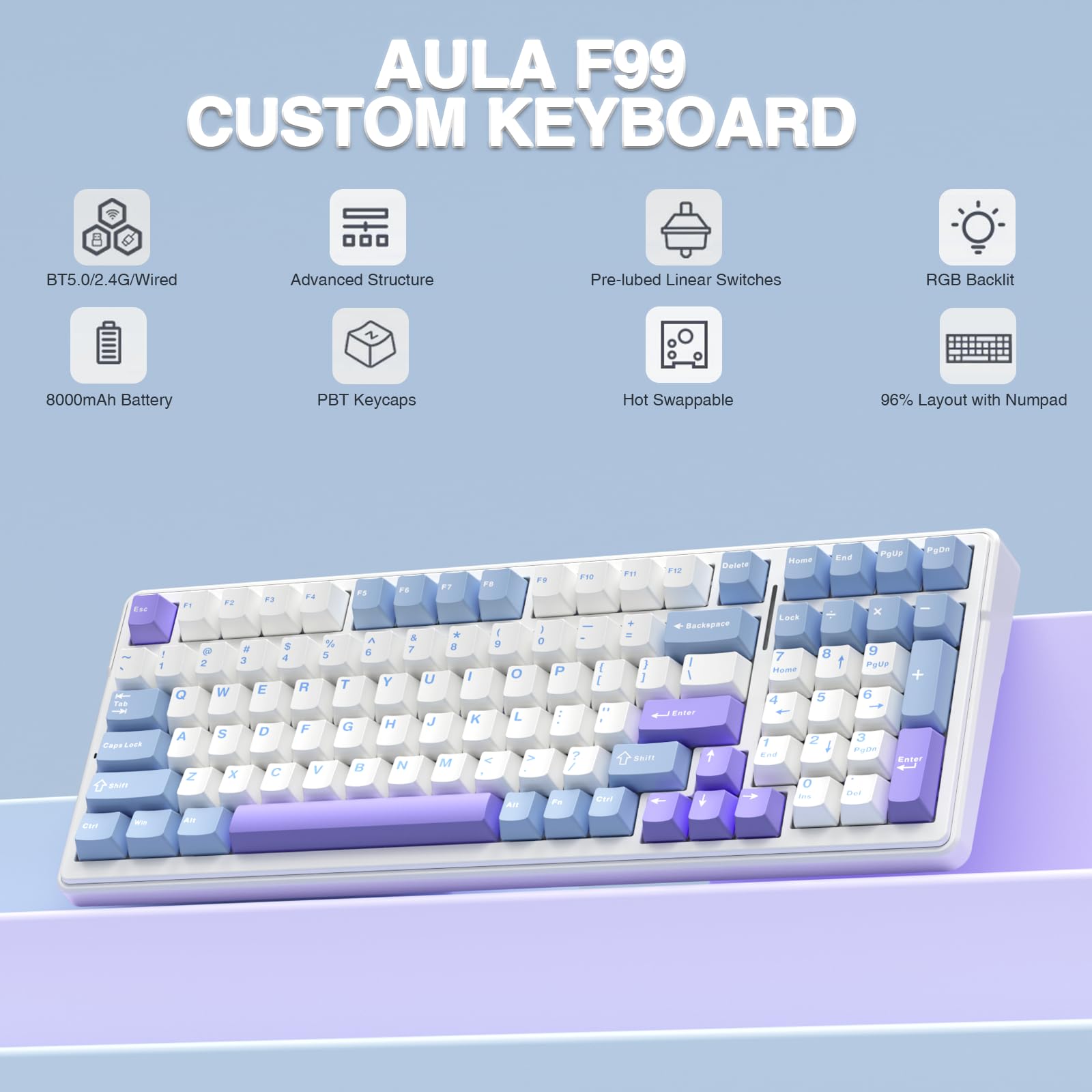 AULA F99 Pro Wireless Mechanic - đánh giá và giá Mechanical Numpad Hot Swap Rgb Wireless